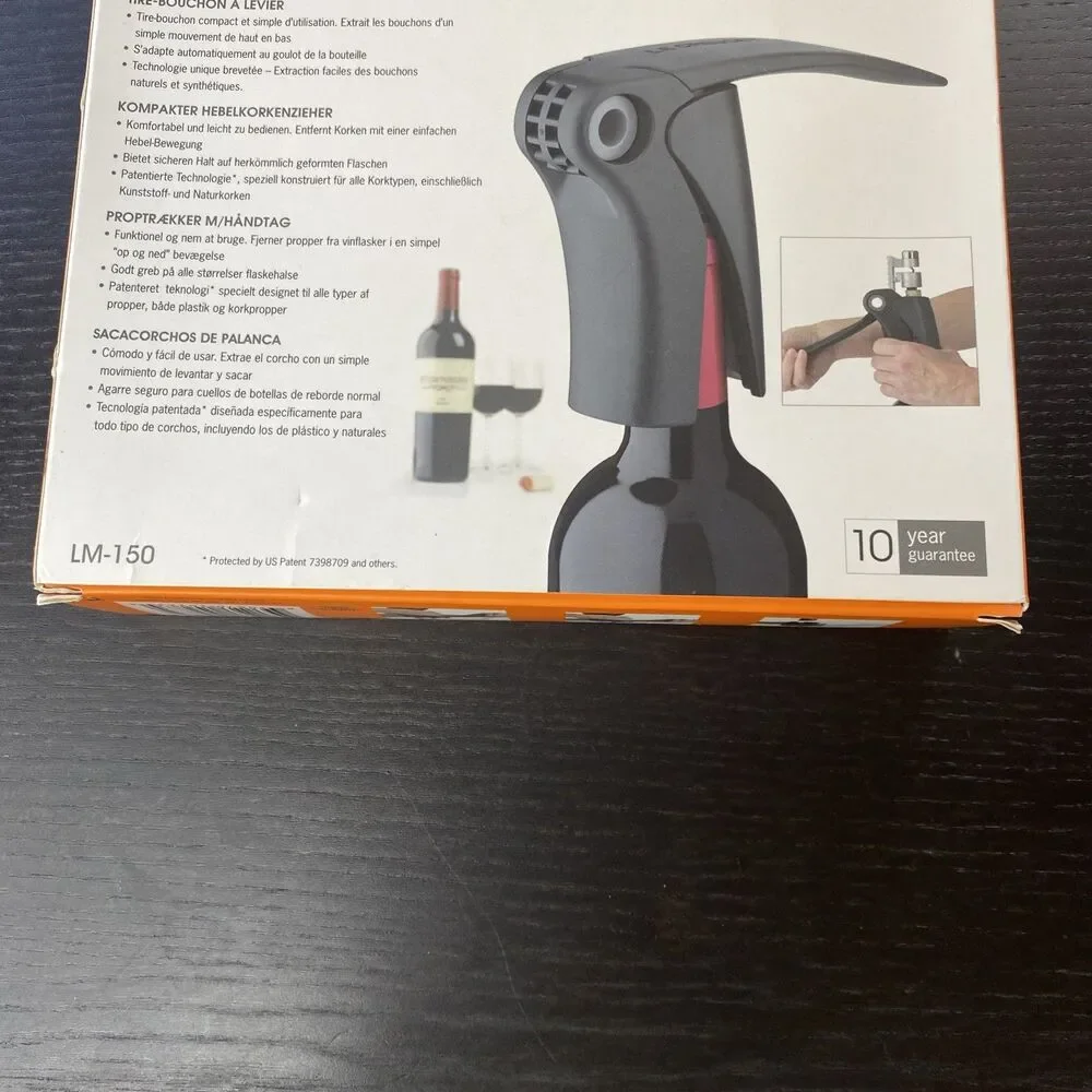 Le Creuset Lot Lever Corkscrew- LM150 Shiny Volcanic Orange Pack & Wine pump Set